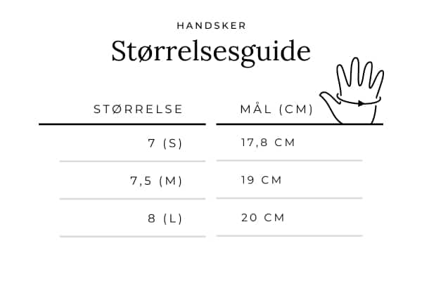 Størrelsesguide til handsker